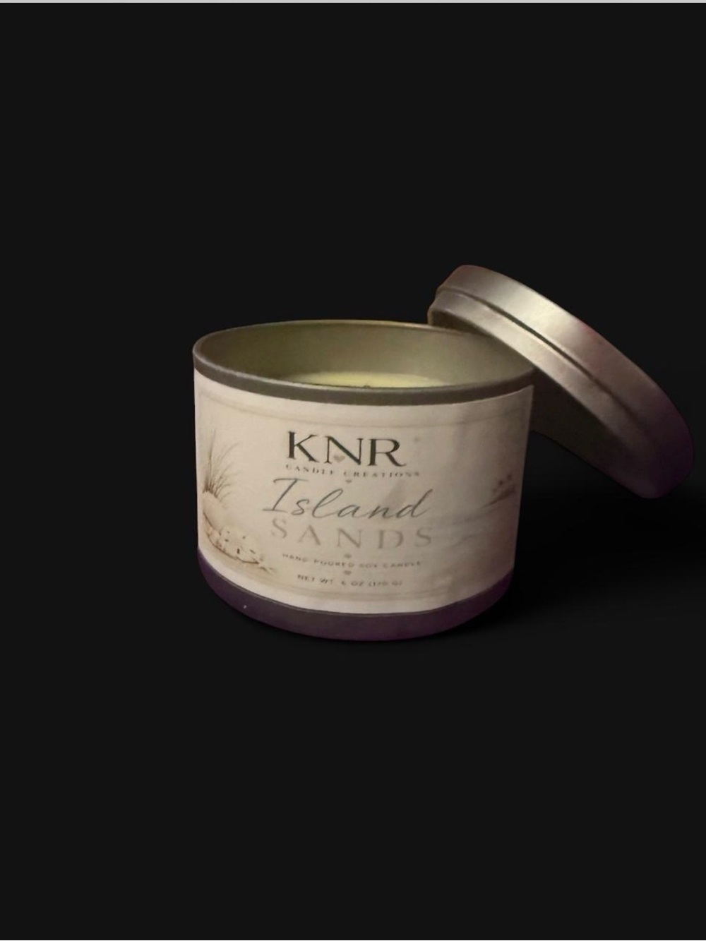KNR Candle Creations Island Sands 6 oz Hand-Poured Soy Candle Beach Scent